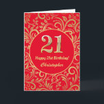 21st Birthday Red and Gold Floral Pattern Card<br><div class="desc">21st Birthday Red and Gold Floral Pattern Birthday Card. For further customisation,  please click the "Customise it" button and use our design tool to modify this template.</div>