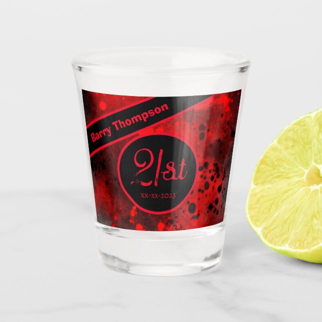 21st Birthday Red Paint Splatter Shot glass (Front)