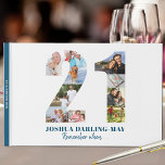 21st Birthday Remember When ... Blue Photo Collage Guest Book<br><div class="desc">This personalised photo guest book is a lovely milestone birthday keepsake for a 21st Birthday. Let your friends or 21st birthday party guests add photos and "remember when ... ", fun and special memories. The design features a photo collage in the shape of the number 21 and the template is...</div>