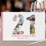 21st Birthday Remember When ... Pink Photo Collage Guest Book<br><div class="desc">This personalised photo guest book is a lovely milestone birthday keepsake for 21st Birthday. Let your friends or 21st birthday party guests add photos and "remember when ... ", fun and special memories. The design features a photo collage in the shape of the number 21 and the template is set...</div>