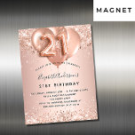 21st birthday rose gold balloons invitation magnet<br><div class="desc">For an elegant 21st birthday.  A rose gold background. Decorated with rose gold,  pink faux glitter,  sparkles and balloons.  Personalise and add a name,  and party details. The name is written with a hand lettered style script,  number 21 with balloon style fonts.</div>