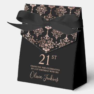 21st Birthday Rose Gold Elegant Thank You Favour Box