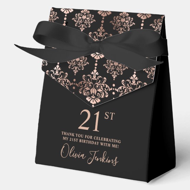 21st Birthday Rose Gold Elegant Thank You  Favour Box (Front)