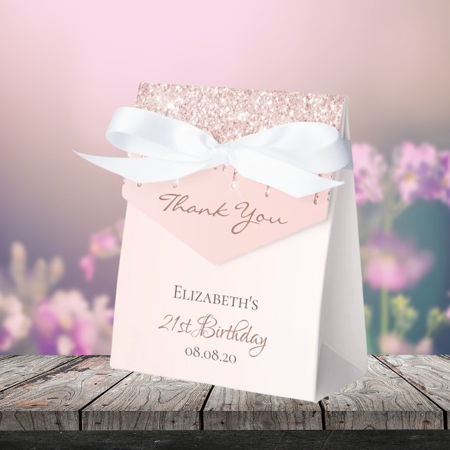 21st Birthday rose gold glitter glam thank you Favour Box (Creator Uploaded)