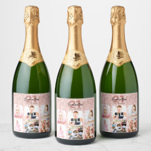 21st birthday rose gold legal glitter photo name sparkling wine label