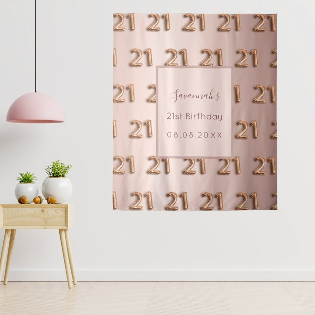 21st birthday rose gold pink name tapestry (Creator Uploaded)