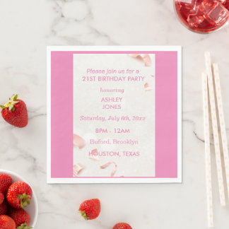 21st Birthday Rose Gold pink  | Party Invitation Napkin