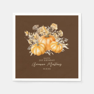 21st Birthday Rustic Boho Pumpkin Fall Custom Napkin