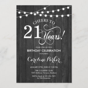 21st Birthday - Rustic Grey Wood Pattern Invitation