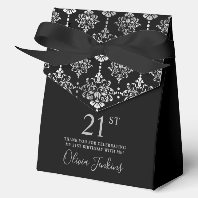 21st Birthday Silver Elegant Thank You  Favour Box (Front)