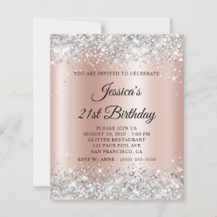 21st Birthday Silver Glitter Rose Gold Shimmer