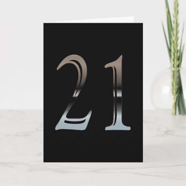 21st Birthday Silver | Number 21 Card (Front)