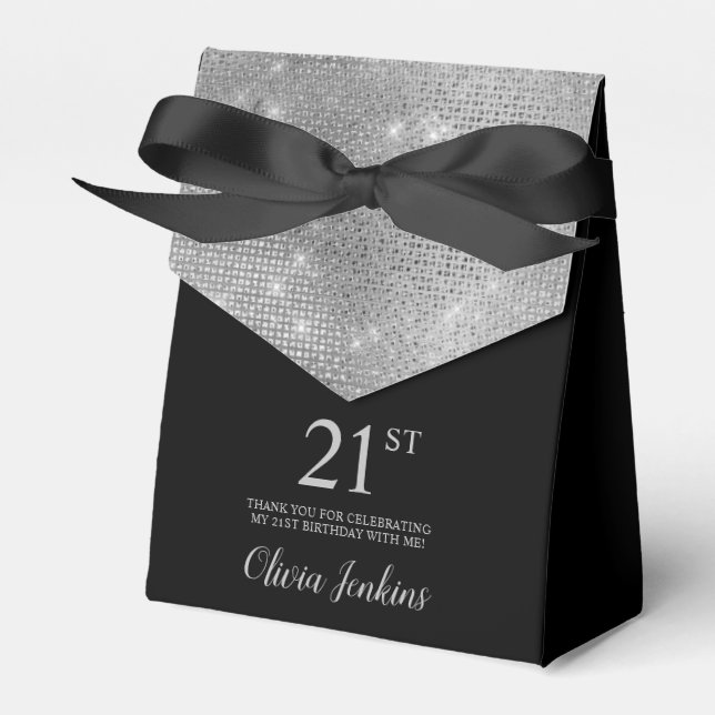 21st Birthday Silver Thank You Favour Box (Front Side)