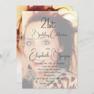 21st Birthday Simple Elegant Photo Invitation