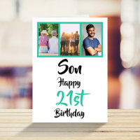 21st Birthday Son Green Modern Photo Collage