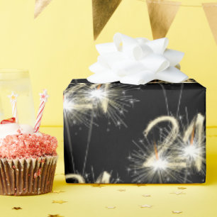 21st Birthday Sparklers on Black Wrapping Paper