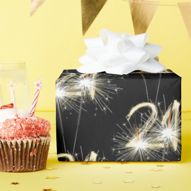 21st Birthday Sparklers on Black Wrapping Paper (Birthday Party)