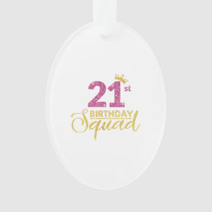 21st Birthday Squad Party Crown Pink Gold Ornament