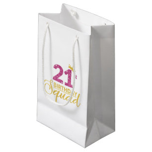 21st Birthday Squad Party Crown Pink Gold Small Gift Bag