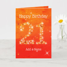 21st Birthday - Star Number Red Orange Glow Age 21