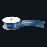 21st Birthday Steel Blue Ribbon Satin Ribbon<br><div class="desc">Custom design for coloured ribbons to celebrate a birthday anniversary. Freely customise the text and years.</div>