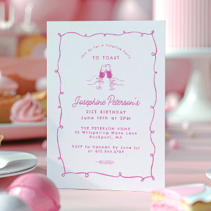 21st Birthday Surprise Party Whimsical Doodle Invitation