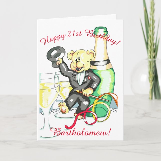 21st Birthday Teddy Bear Card (Front)