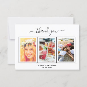 21st birthday thank you photo black white script