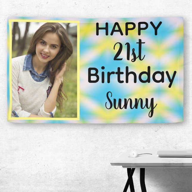 21st Birthday Tie Dye One Photo Banner (Creator Uploaded)