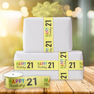 21st Birthday Typography Ribbon Satin Ribbon