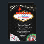 21st Birthday Vegas Casino Invitation<br><div class="desc">21st Birthday Las Vegas Casino Marquee String Lights Poker Gambling Birthday Invitation</div>