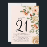 21st Birthday Vintage Floral Invitation<br><div class="desc">Sophisticated and elegant script birthday invitation.</div>