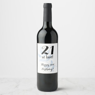 21st Birthday Watercolor Wine Label