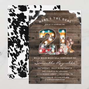 21st Birthday Wild West Cowboy Invitation