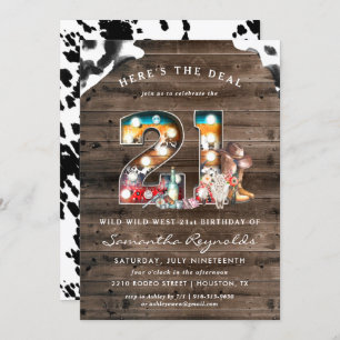 21st Birthday Wild West Cowboy Invitation