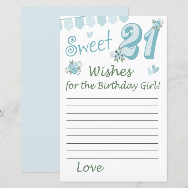 21st birthday Wishes for the birthday girl (Front/Back)