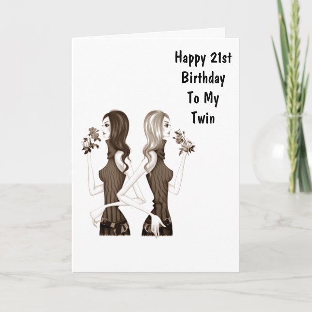 **21st** BIRTHDAY WISHES TO MY **TWIN SISTER** Card (Front)
