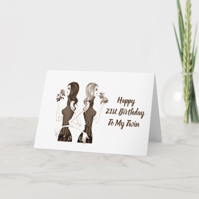**21st** BIRTHDAY WISHES TO MY **TWIN SISTER** Card (Front)