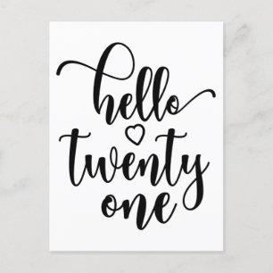 21st Birthday Women Hello 21 Cute 21 Years Old Postcard