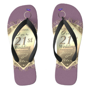 21st Brass & Iolite Wedding Anniversary Thongs
