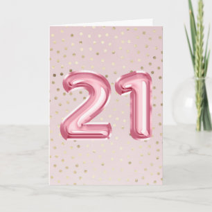 21st celebration gold pink foil birthday card