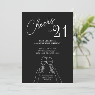 21st cheers party elegant birthday invitation 
