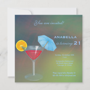 21st Cocktail Birthday Invitation