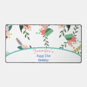 21st Colourful Floral Gift Birthday Desk Mat