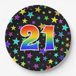 21st Event: Bold, Fun, Colourful Rainbow 21 Paper Plate