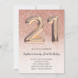 21st Girl Birthday Rose Gold Glitter Elegant Invitation<br><div class="desc">21st Girl Birthday Rose Gold Glitter Elegant</div>