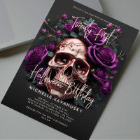 21st Halloween Birthday Skull Purple Roses