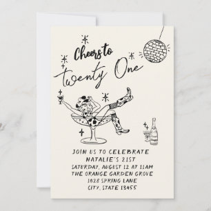 21st Hand Drawn Cowgirl Coastal  Photo Birthday Invitation