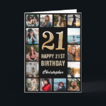 21st Happy Birthday Black and Gold Photo Collage Card<br><div class="desc">21st Happy Birthday Black and Gold Photo Collage Birthday Card. For further customisation,  please click the "Customise it" button and use our design tool to modify this template.</div>