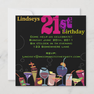 21st Happy Birthday Party Invitation Invite